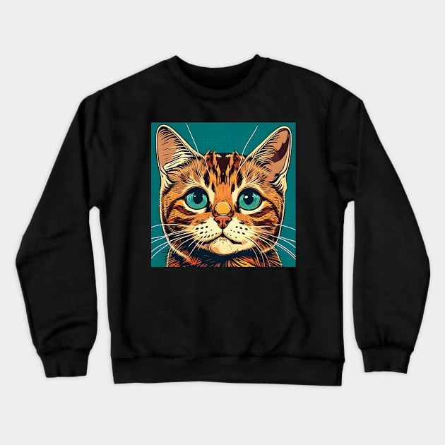 Lovely Cat Face Beautiful - Colorful Kitten Lover Crewneck Sweatshirt by Matthew Ronald Lajoie